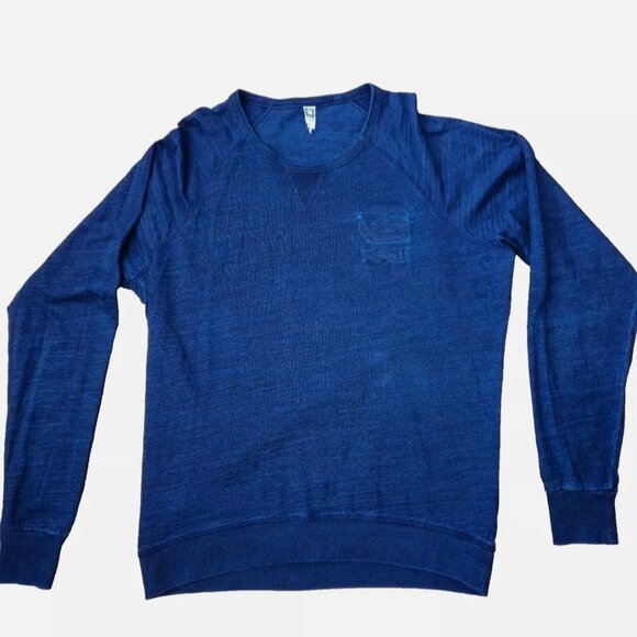 G STAR RAW MENS LIGHTWEIGHT LONG SLEEVE PULLOVER SWEATSHIRT BLUE LOGO SIZE XXL - Picture 1 of 9